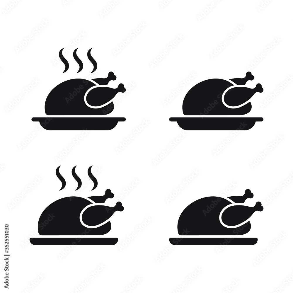 Chicken icon. Chicken dish vector. Chicken on plate vector. Chicken icon. Chicken dish vector. Chicken on plate vector.