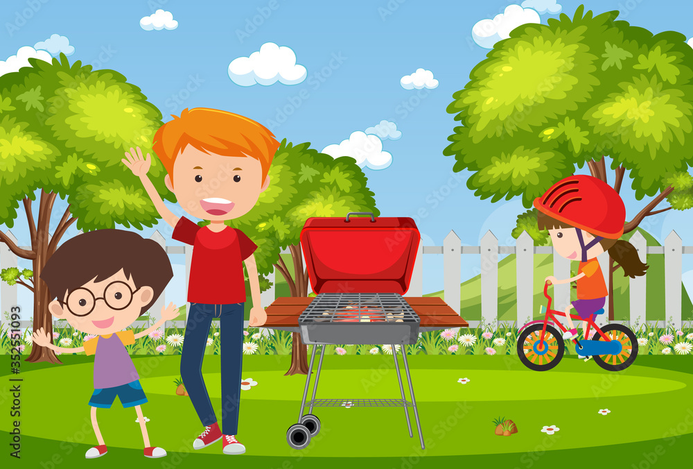 Background scene with kids in the park Background scene with kids in the park