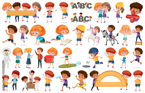 Set of children cartoon character
