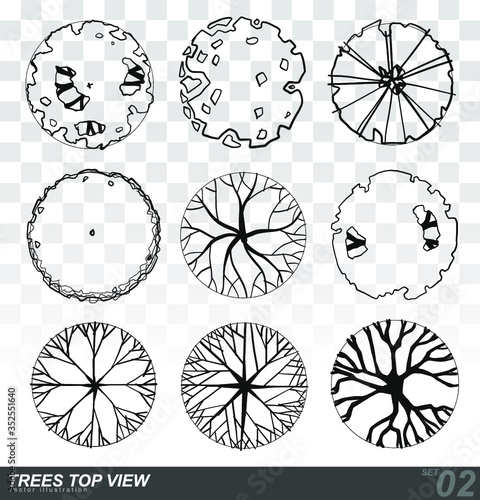 Set of Trees top view for landscape design- vector illustration
