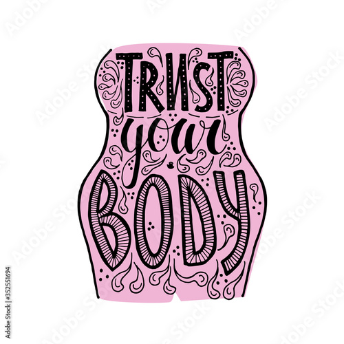 trust your body vector hand drawn lettering