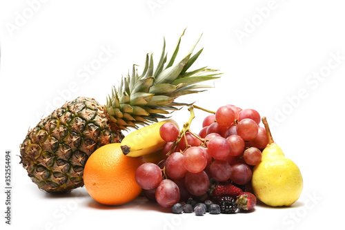 Assortment of exotic fruits isolated on white