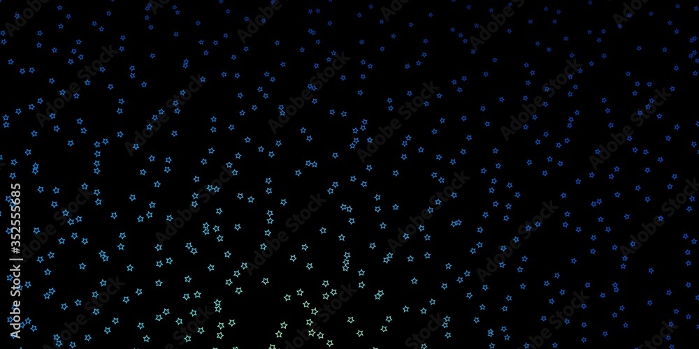 Dark Blue, Green vector layout with bright stars. Colorful illustration in abstract style with gradient stars. Theme for cell phones.