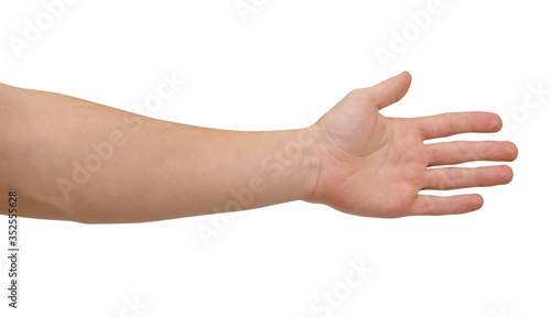 Man hand isolated on white