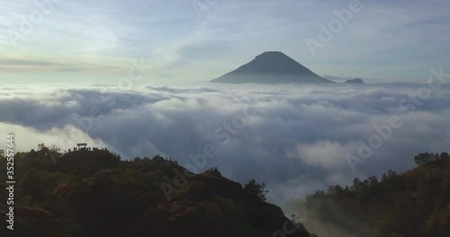 Aerial Above The Clouds Mountaion View From Dieng Plateu Wonosobo Indonesia