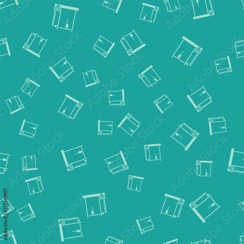 Green 3D printer icon isolated seamless pattern on green background. Vector Illustration.