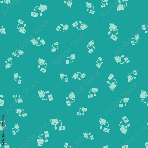 Green Nature saving protest icon isolated seamless pattern on green background. Earth planet protection, environmental issues demonstration. Vector Illustration.