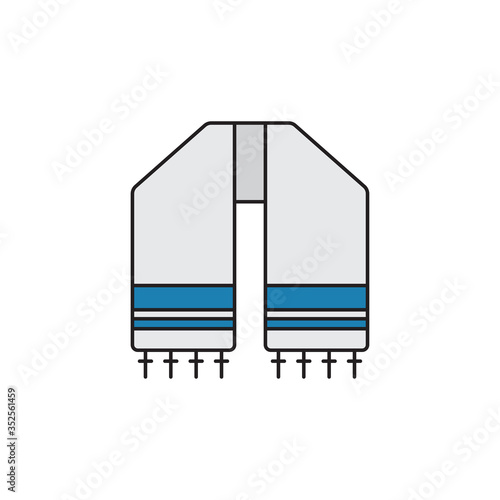 Hebrew Tallit vector icon symbol isolated on white background