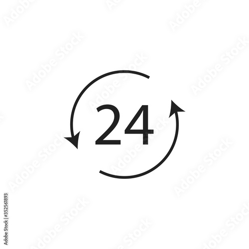 24 hours with arrow icon isolated vector illustration in flat