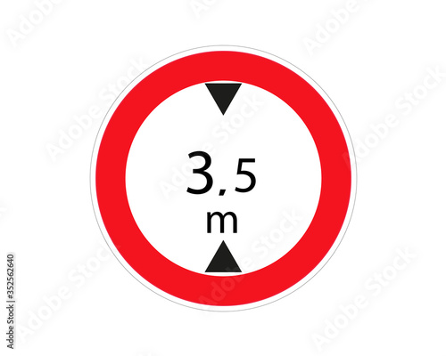 Traffic sign. Heigh limit 3.5 metre. Vector illustration. Red circle. Limits the heigh of vehicle.
