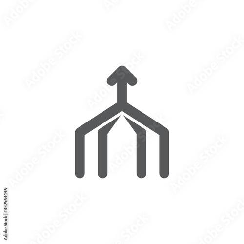 Merged arrow vector icon symbol isolated on white background