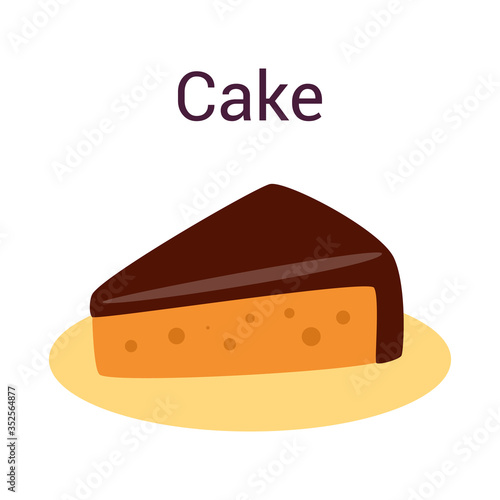 Cake slice. Pastry for holidays. Sweet delicious cream and chocolate.
