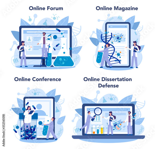 Geneticist online service or platform set. Medicine and science