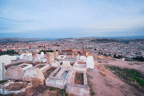 Muslim cemetery graves. Fez, Morocco, North Africa.