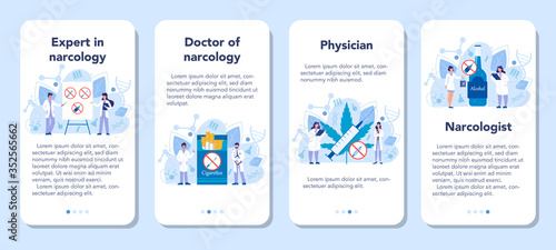 Narcologist mobile application banner set. Professional medical