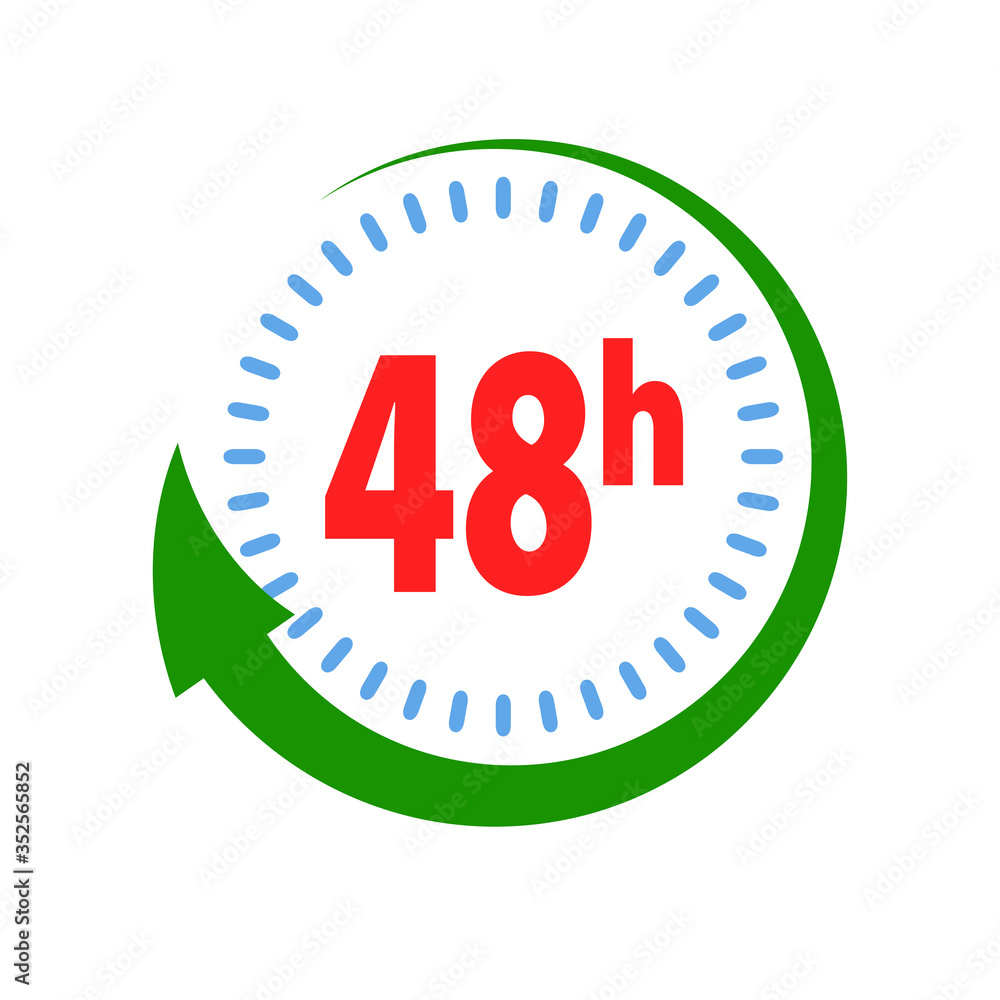 Delivery service time icon clock arrow 48 hours for design, stock vector illustration, stock vector illustration Delivery service time icon clock arrow 48 hours for design, stock vector illustration, stock vector illustration