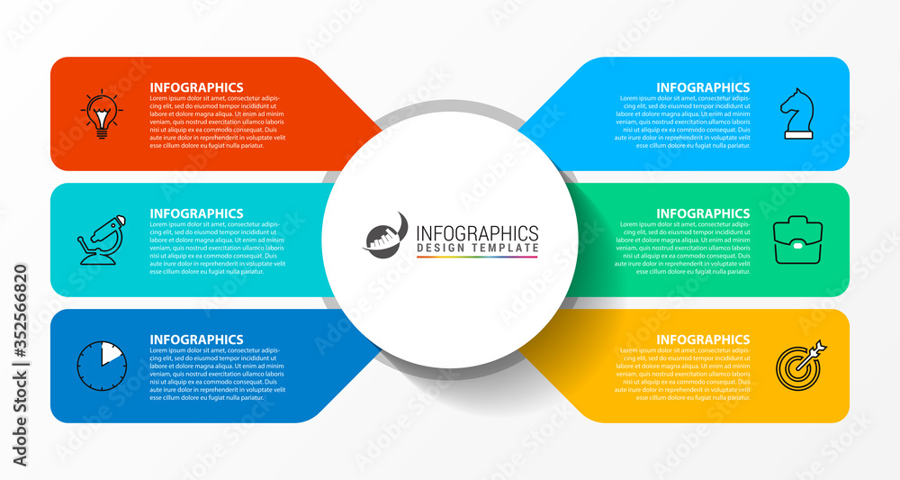 Infographic design template. Creative concept with 6 steps - obrazy, fototapety, plakaty 