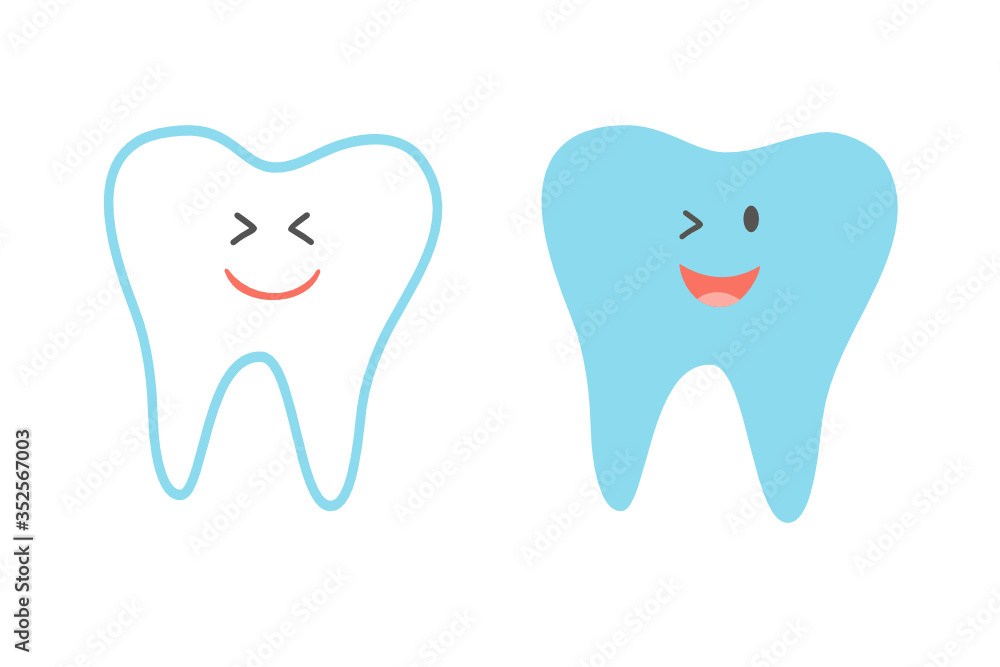 Dental Care Clean Teeth icon with smiling face. Dental Care Clean Teeth icon with smiling face.