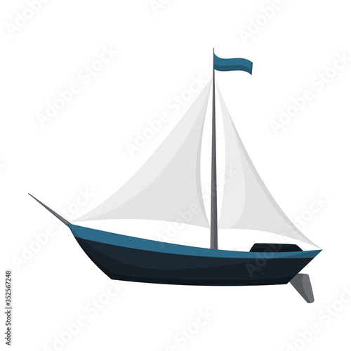 Yacht sailboat or sailing ship, sail boat marine. Cruise travel company. Vector icon