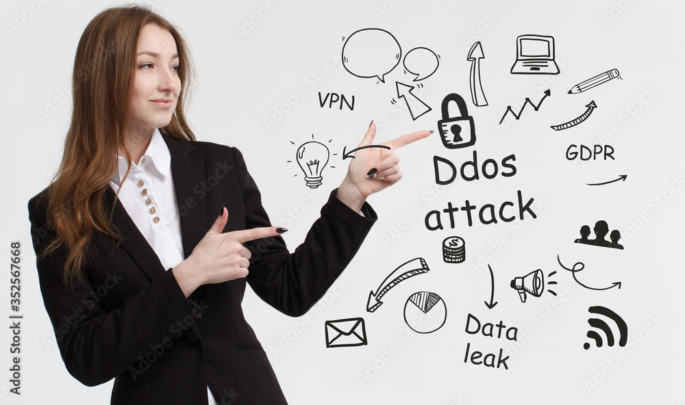 Business, technology, internet and network concept. Young businessman thinks over ideas to become successful: Ddos attack Business, technology, internet and network concept. Young businessman thinks over ideas to become successful: Ddos attack