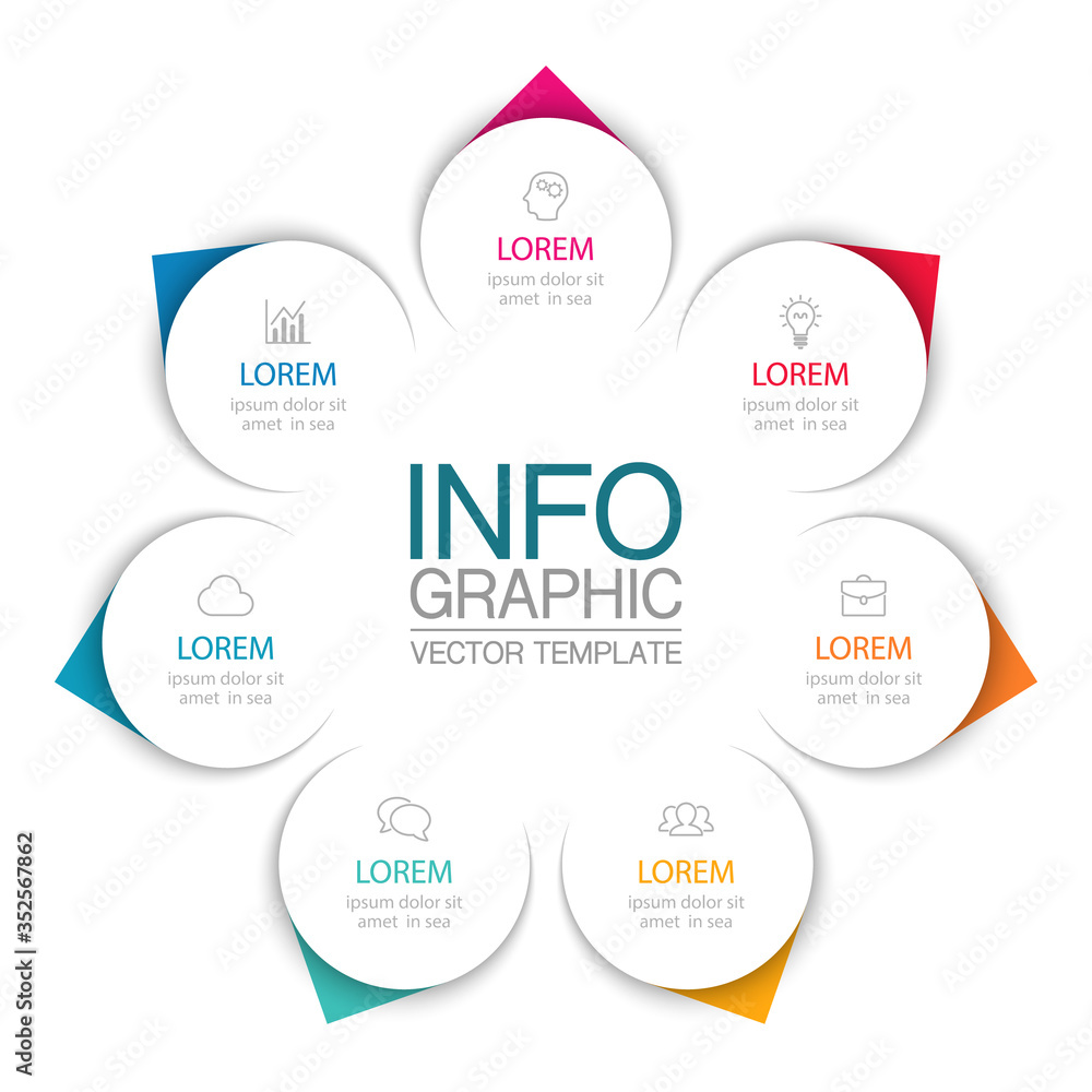 Fototapeta premium Vector iInfographic template for business, presentations, web design, 7 options.