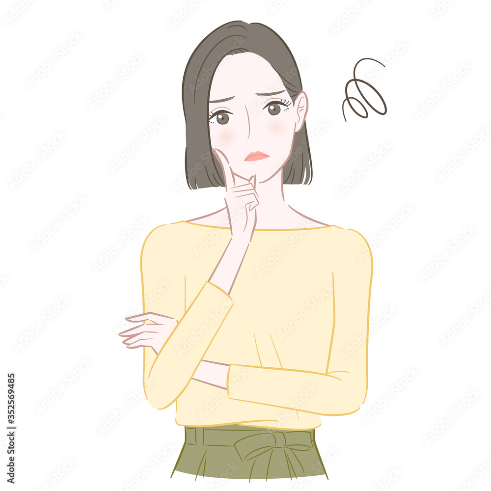 悩む女性のイラスト