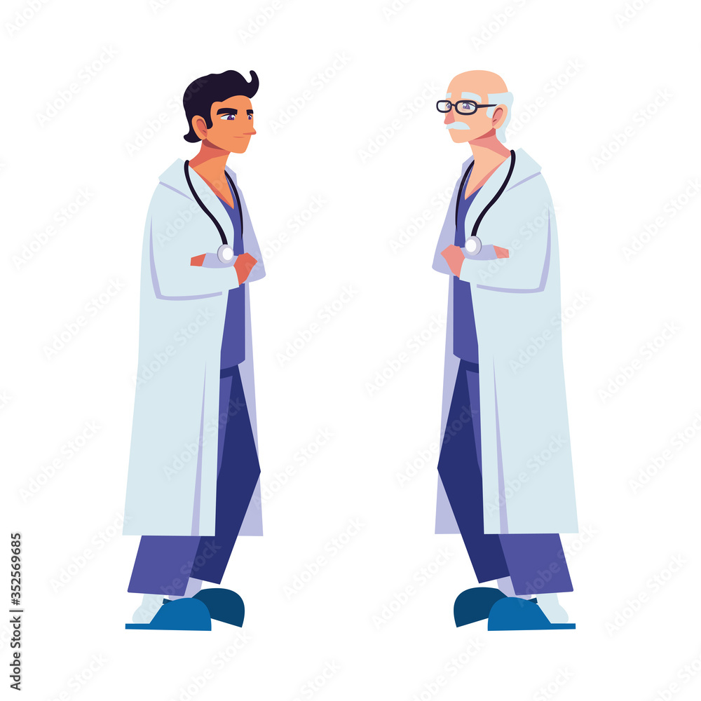 Men doctors with uniforms vector design Men doctors with uniforms vector design