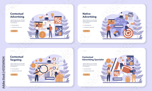 Contextual advertsing and targeting web banner or landing page set.