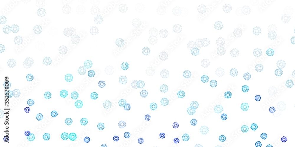 Light pink, blue vector doodle background with flowers.