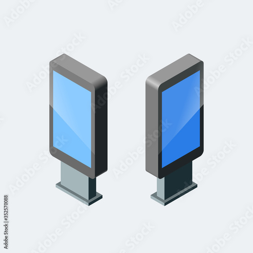Small billboard, advertise billboard, city light billboard. Flat 3d vector isometric illustration.