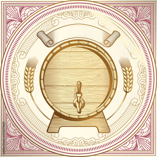 Barrel of beer golden decorative emblem