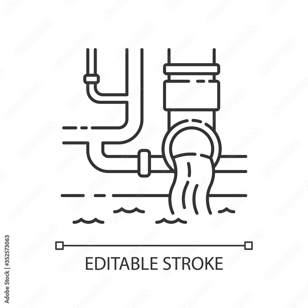 Water supply pixel perfect linear icon. Urban resource management. Sanitation pipe system. Thin line customizable illustration. Contour symbol. Vector isolated outline drawing. Editable stroke Water supply pixel perfect linear icon. Urban resource management. Sanitation pipe system. Thin line customizable illustration. Contour symbol. Vector isolated outline drawing. Editable stroke