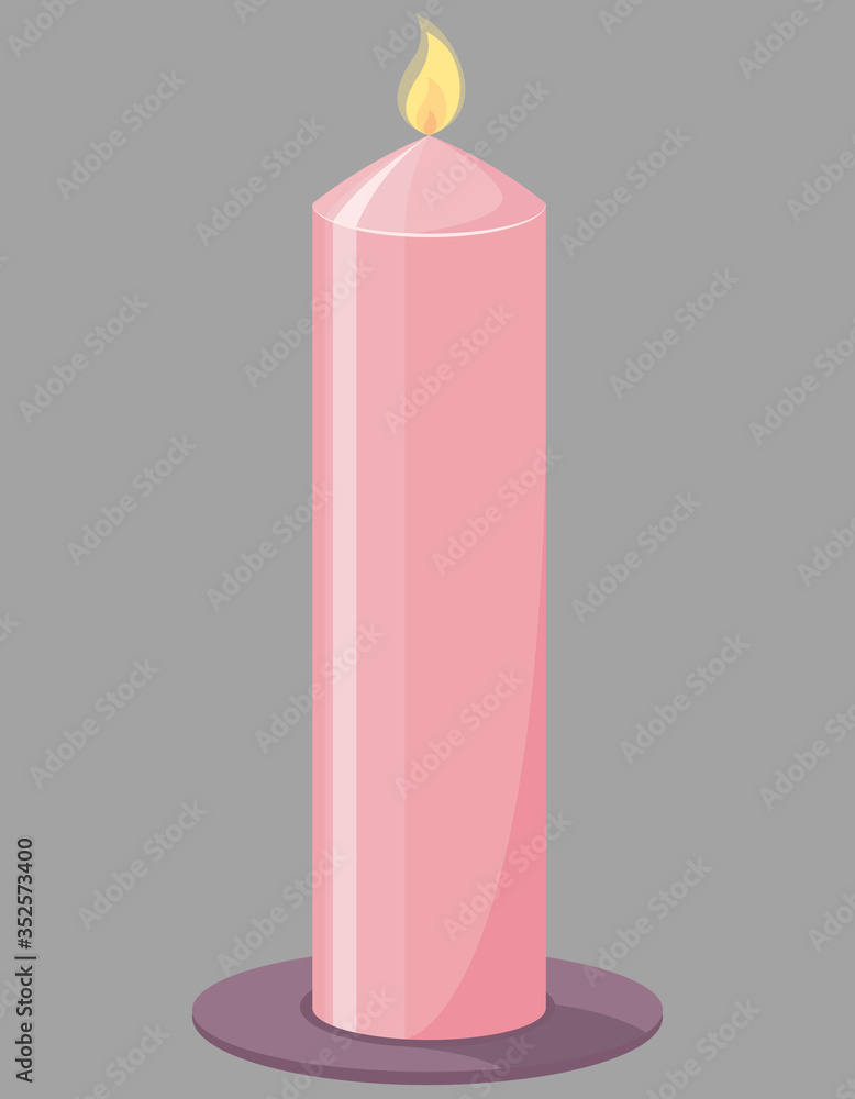 Long wax candle. Single object in cartoon style. Long wax candle. Single object in cartoon style.