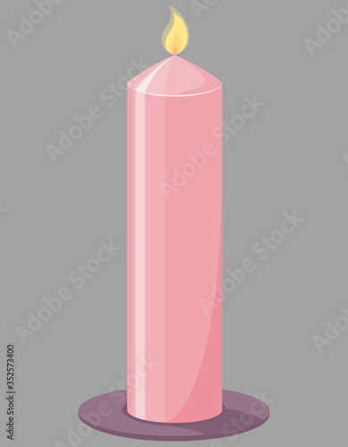 Long wax candle. Single object in cartoon style.