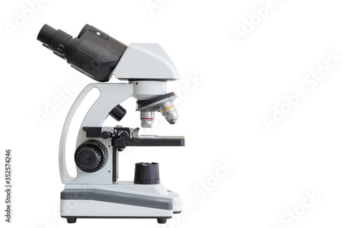 Microscope isolated on white background.