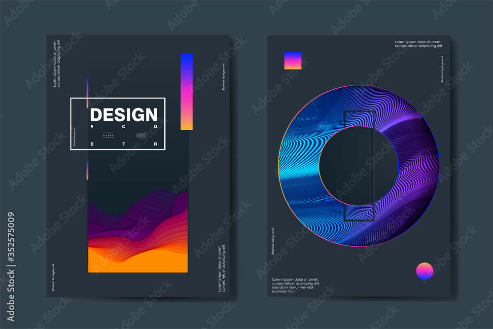 Fototapeta premium Abstract Futuristic Poster Liquid Background. Banner Identity Card Design. Vector illustration.Fluid Shapes Brochure Template. Geometric design, liquids, shapes.
