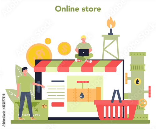 Oilman and petroleum industry online store. Pump jack extracting