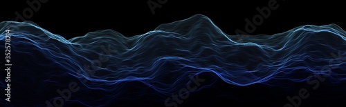 Abstract wave background. Music or sound illustration. Big data technology. Artificial intelligence concept. Network visualisation.