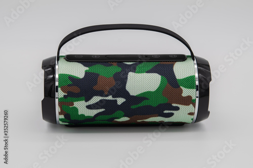 Portable wireless speaker on white background