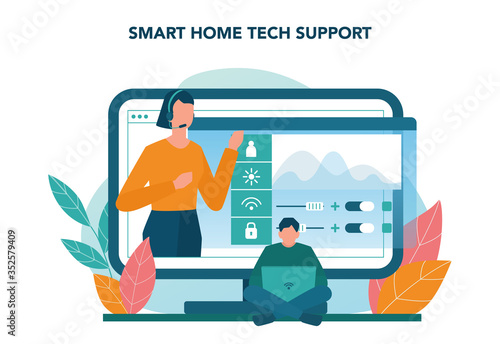 Smart home online service or platform set. Idea of wireless technology