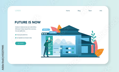 Smart home web banner or landing page. Idea of wireless