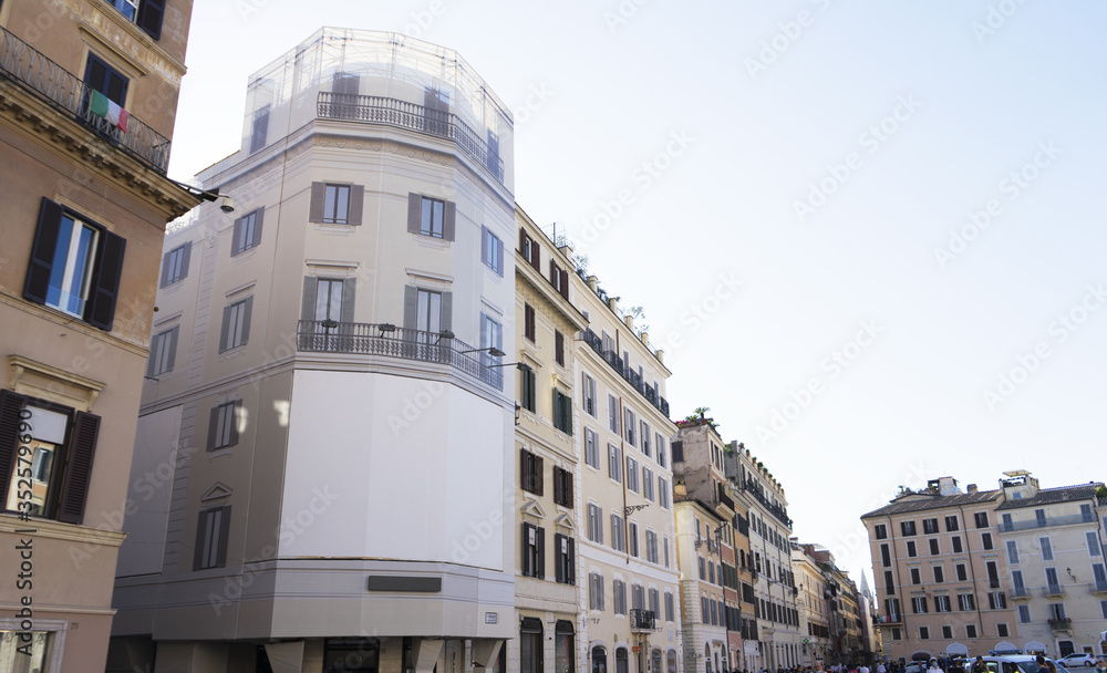 Blank white billboard on Rome City, White space background