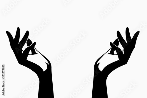 two open hands, line, without filling