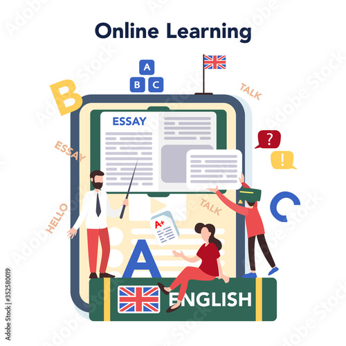 English course online service or platform. Study foreign languages