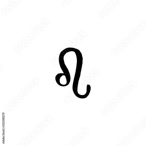Leo zodiac sign icon. Brush isolated symbol, horoscope drawing. Astrology sticker design. Vector eps 10.