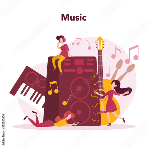 Musician and music course. Young performer playing music