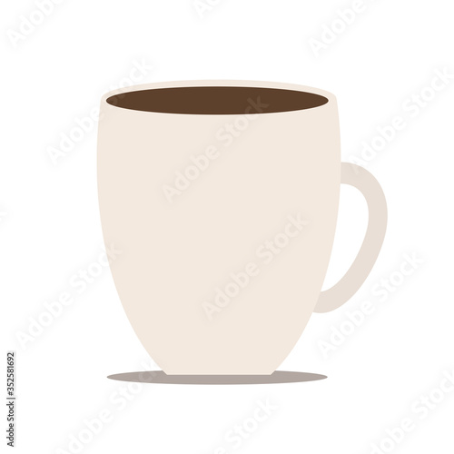 coffee cup mug on white background Flat modern simply design, stock vector