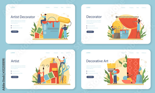Professional decorator web banner or landing page set. Designer
