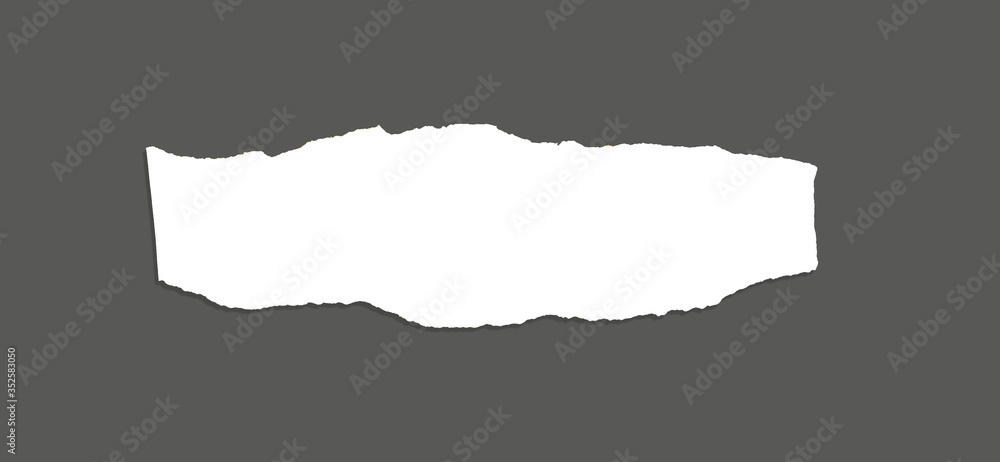 White ripped striped note, copybook, notebook paper stuck on light gray,black background. White ripped striped note, copybook, notebook paper stuck on light gray,black background.