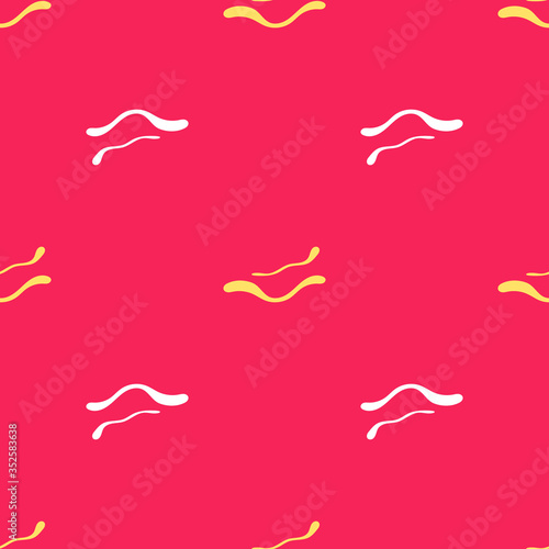 Yellow Ebola virus disease icon isolated seamless pattern on red background. Vector Illustration.